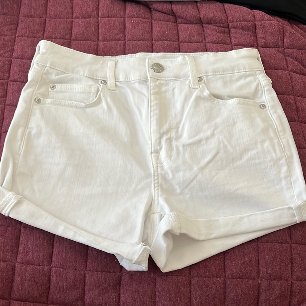 White High Rise Shorts